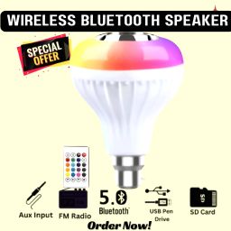 Clairbell Bluetooth Music Bulb Speaker With Remote Control Change Disco light for HomeW73 Smart Bulb-image-80