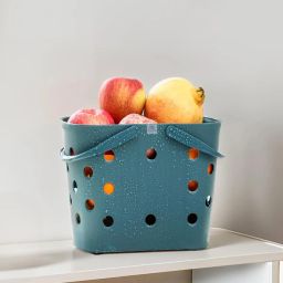 Plastic Basket with Handle|Fruit & Picnic Tokri|Also for Kitchen & Bathroo|Blue Polypropylene Fruit & Vegetable Basket-image-36
