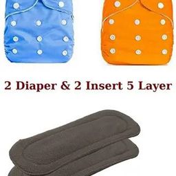 Washable Reusable Cloth Diapers with 2 Adjustable Nappies & 2 Inserts 5 Layer-image-44