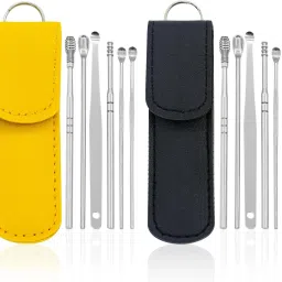 Ear Wax Cleaner Tool Kit Set of 12 Pieces LEATHER BAG-image-58