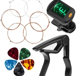 Acoustic Guitar String with Capo, Tuner, 5 Picks Accessories Set Guitar Tool Kit Guitar String-0