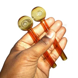 Glass Oil Burner Pipe 4 inch Brown, (Brown) -Pack of 2 Borosilicate Glass Inside Fitting Hookah Mouth Tip-image-39
