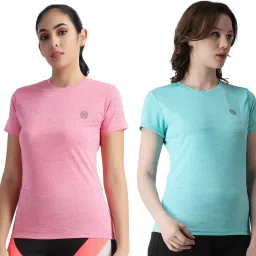 Pack of 2 Women Solid Round Neck Polyester Multicolor T-Shirt-image-88