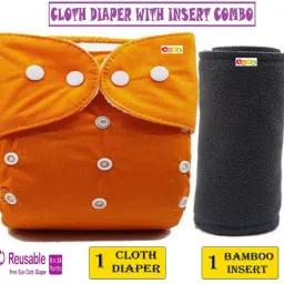 Pack of 1 Baby Washable Reusable Adjustable Cloth Diaper Nappy With Bamboo Charcoal Insert Liner Pad (5 Layers) For Babies/Toddlers/Infants I Age 0-24 Months-12