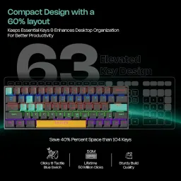 Archer Tech Lab Astra M400 Mechanical Keyboard, 17 RGB Modes, 63 Keys Clicky Blue Switches Wired USB Standard Gaming Keyboard Compatible with Desktop, Laptop, Mac image 3