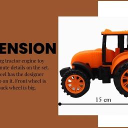 neoinsta shopping Medium size friction powered plastic tractor engine toy for kids orange image 5
