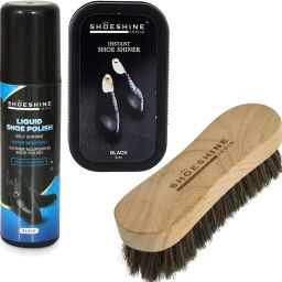 SHOESHINE Black Shiner with Black Polish & Brush Shoe Care Kit Leather Shoe Liquid Polish-image-19