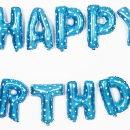 Printed Cute Blue Alphabet Letters foil Balloons Happy Birthday Foil Balloons Party Decoration Foil Balloons 13 Letters, 16" Balloon-image-3