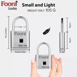foora BIO-46 SMART LOCK WITH 10 USER FINGERPRINT 2 YEAR STANDBY Electronic Lock image 2