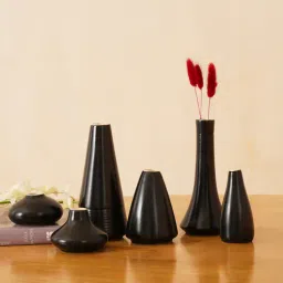 purezento Black Ceramic Japenese Ikebana Vases (6 Pc)-picture-39