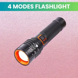 Rechargeable Torch Light, Telescopic Zoom, Ultra Bright LED Flashlight H204 Torch-image-91