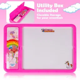 2 in 1 Unicorn Writing Slate with Pencil box for kids Pink-15