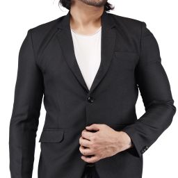 Men Solid Single Breasted Casual Blazer-image-1