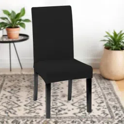 hotkei Black Polycotton Solid 14x18 Inches Chair Covers (4 pieces)-picture-1