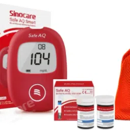 Sinocare Safe AQ Smart Glucometer with 50 Strips with Carry Pouch || Glucometer-6