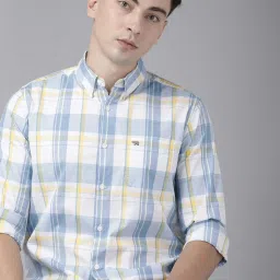 Men Slim Fit Checkered Button Down Collar Casual Shirt-image-14