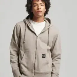 Contrast Stitch Relaxed Fit Zip-Front Hoodie-image-38