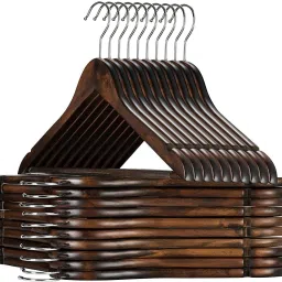 M T BROTHERS - WALNUT Wooden Hanger with 360° Swivel Hook Wooden Coat Pack of 40 Hangers For Coat-image-2