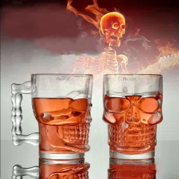 (Pack of 2) house (Pack of 2) Skull Beer Mug 540ML for Your Home Bar|Large Glass Beer Mug for Party|crystal glass Glass Set (540 ml, Glass) Glass Water/Juice Glass-image-93