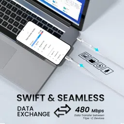 Portronics Type C 3 A 2 m Konnect X 60W Type C to Type C Fast Charging Cable image 3