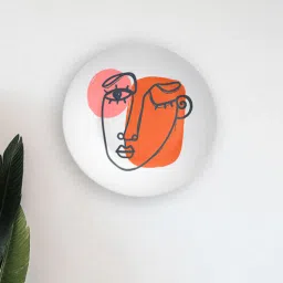 quirk india MulticolouredOrange Brush stroke Face Decorative Ceramic Wall Plate-picture-39
