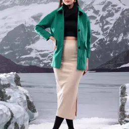 Cotton Blend Solid Coat For Women-image-68