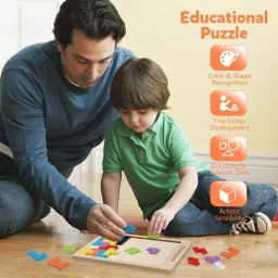 wanqlyn Wooden Tetris Russian Block Jigsaw Puzzle Toy image 3