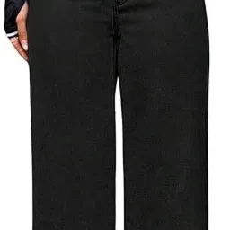 Women Loose Fit High Rise Black Jeans-image-71