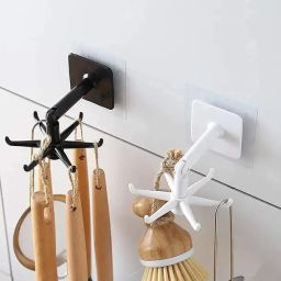 Wall mounting Self Adhesive 360 Degree Rotating Hook for Hanging(Pack of 2) Hook 6-image-75