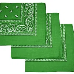 PAROPKAR Bandanas 22 X 22 Inch 100% Cotton Novelty Double Sided Print Paisley Cowboy Bandana Party Favor Scarf Headband Handkerchiefs ["Green"] Handkerchief-image-39