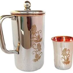 Copper-Steel Luxury JUG with One Glass, Best for Home Health and Gift Purpose Jug Glass Set-22