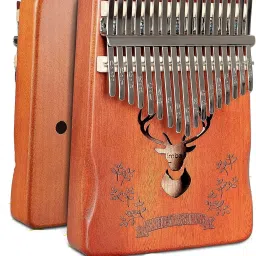 Kalimba Thumb 17 Keys Piano Musical Instrument with Engraved Notes Deer shape Piano Lid-25