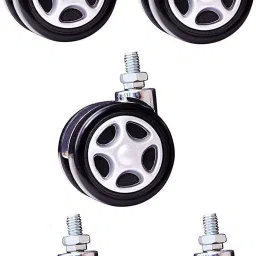 Threaded Twin Castor Revolving Chair Wheel Black Set of 5 Appliance Furniture Caster-12