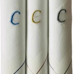 PASSION FROM OMTEX Men's Initial C Alphabet Monogram ["White With Embroidary & Colored Border"] Handkerchief-5