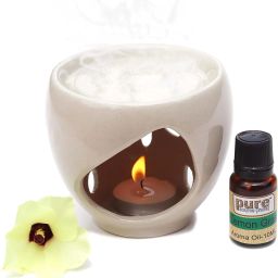 Ceramic Aroma Burner, (4 X 4 Inch) (White), Oil Warmer for Home & Office Decor Diffuser Set-image-10