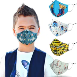 SUPER SAFETY 3 Layer Cotton Digital printed kids mask combo pack Reusable Washable Breathable Skin Friendly Soft Cotton Fabric Face Mask with Adjustable Ear loops for Boys Girls Children Babies (Anti Pollution Mask , Anti Viral Mask , Anti Bacterial Mask ) (School Mask , Outdoor Mask , Kids Party Mask) (Child Mask , Kids Mask 3 years, Kids Mask 4 years , kids Mask 5 years , kids mask 6 years , kids mask 7 years , kids mask 8 years , kids mask 9 years , kids mask 10 years up to 14 yrs ) DP-05 Digital Print kids Mask Reusable, Washable Cloth Mask-picture-4