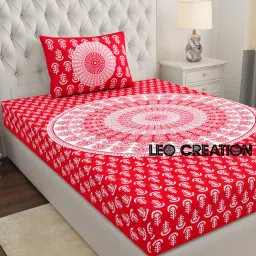 144 TC Cotton Single Jaipuri Prints Flat Bedsheet-image-30
