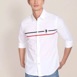 Men Regular Fit Striped Button Down Collar Casual Shirt-image-3