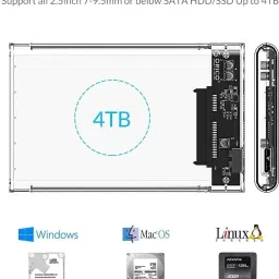 autoskills USB 3.0 Transparent Portable Hard Box HDD & SSD 2.5" External Hard Disk Casing 2.5 inch 1 image 3