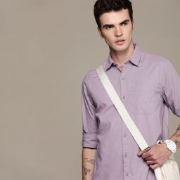 wrogn Men Slim Fit Self Design Spread Collar Casual Shirt-picture-2