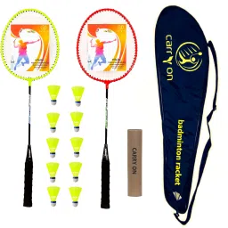 Single Shaft Set Of 2 Piece Badminton Racket With 10 Piece Plastic Shuttle Badminton Kit-image-51