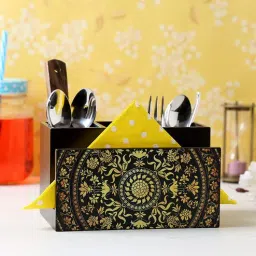 Yellow Mdf Wood Cutlery Holder by Reinvention Factory-picture-19