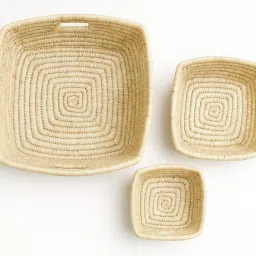 Handcrafted Sabai Grass Binding Basket Eco-Friendly Storage Baskets Seagrass Fruit & Vegetable Basket-64