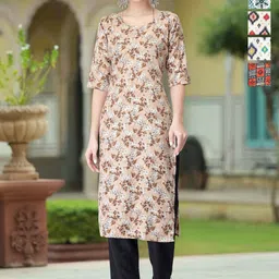 moda rapido Pack of 5 Women Printed Crepe A-line Kurta-picture-21