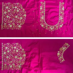 Unstitched Cotton Silk Blouse Material Embroidered-picture-5