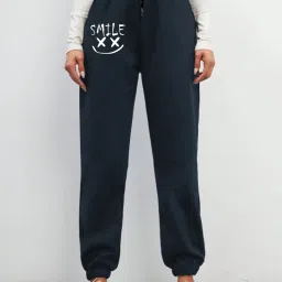 Women Graphic Print Dark Blue Track Pants-image-47