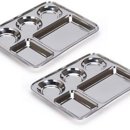 Stainless Steel Rectangular 5 in 1 Compartment/Dinner Plate Set of 2Pcs Dinner Plate-20