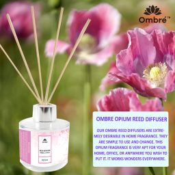 Ombre Reed Diffuser-100ml With 5 Natural Sticks. Ideal for Office Cabins, Home, Office, Whashrooms,Room, Brings Peace and Happiness . Diffuser image 5