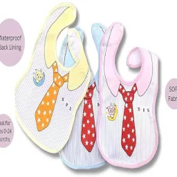 joy buzz Waterproof Feeding Bibs with Snap Button Closure Tie Print Pack of 3-Multicolour image 3