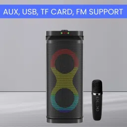 SACRO A1 Bluetooth (PORTABLE PARTY SPEAKER) Wireless With Karaoke Mic & RGB LightsF36 40 W Bluetooth Tower Speaker-picture-29